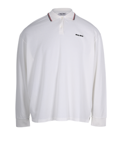 Miu Miu Long Sleeve Polo, Cotton, White, Sz XL, 3*