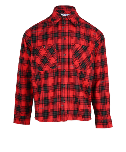 Off White Flannel Shirt, &pound;290, Clothing, Red, Cotton, Front view