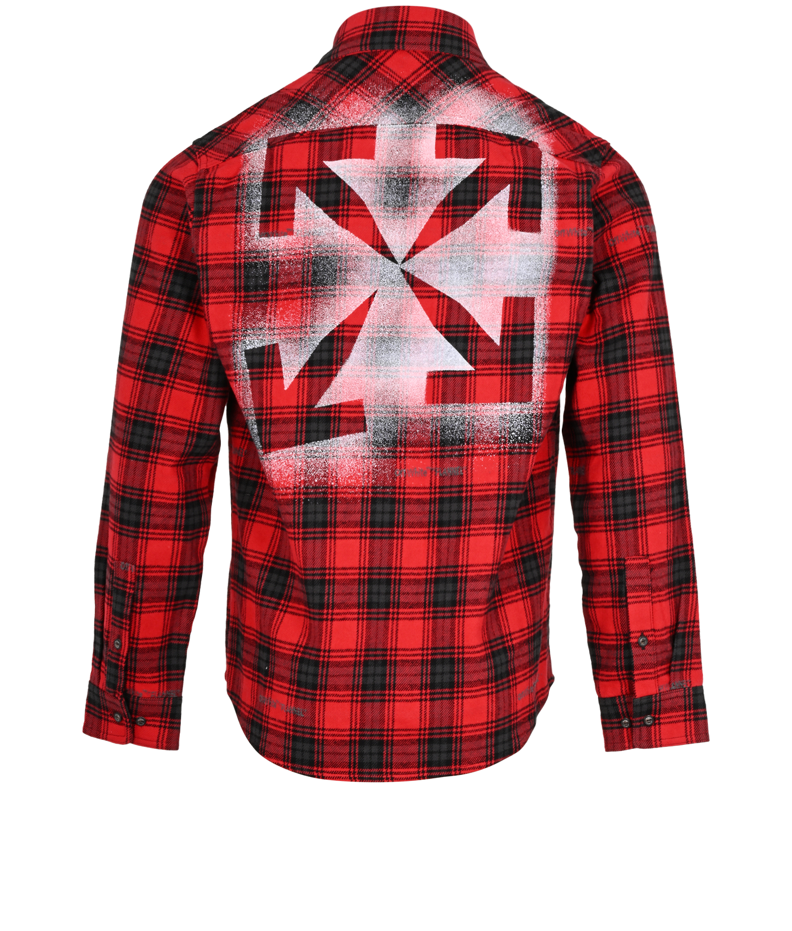 Off White Flannel Shirt, &pound;290, Clothing, Red, Cotton, Back view