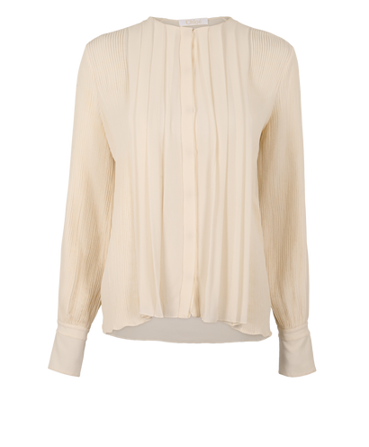 Chloe Pleated Blouse, &pound;80, Clothing, Cream, Silk, Front view