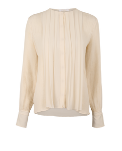 Chloe Pleated Blouse, Silk, Cream, UK 8, 3*
