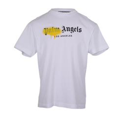 Palm Angels Spray Logo T-Shirt, Mens, Cotton, White, Sz L, 2*
