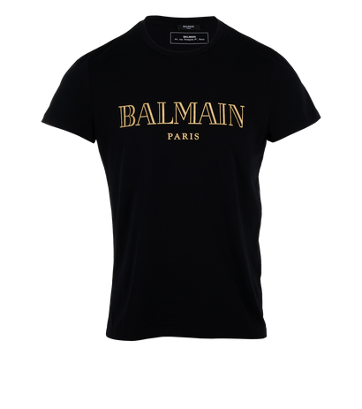Balmain Logo T-Shirt, &pound;120, Clothing, Black, Cotton, Front view