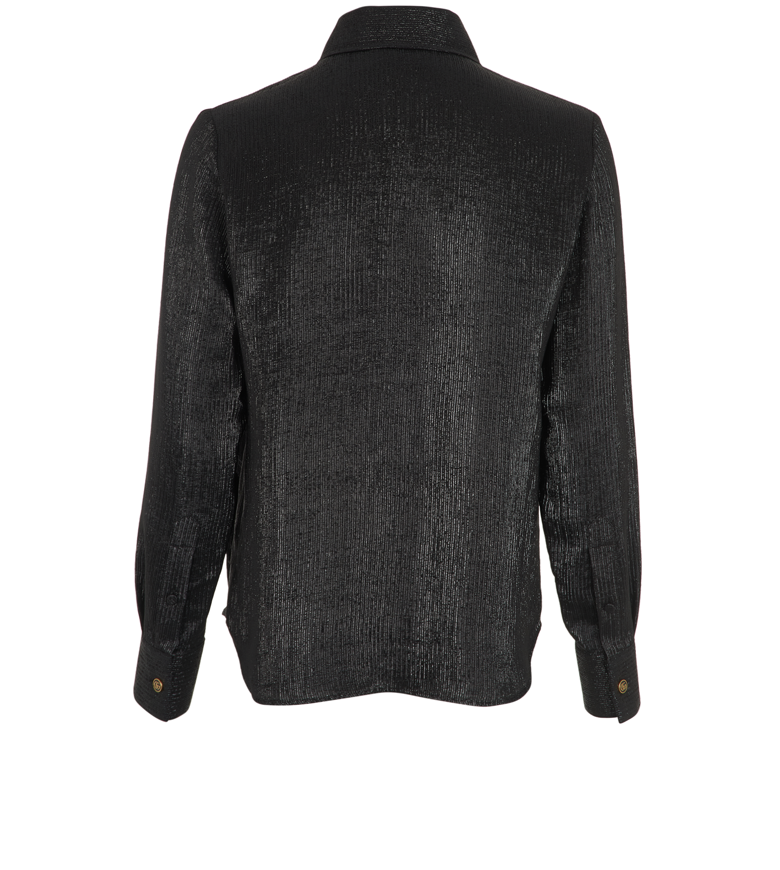 Gucci Metallic Effect Button-Up Blouse, &pound;110, Clothing, Black, Silk, Back view