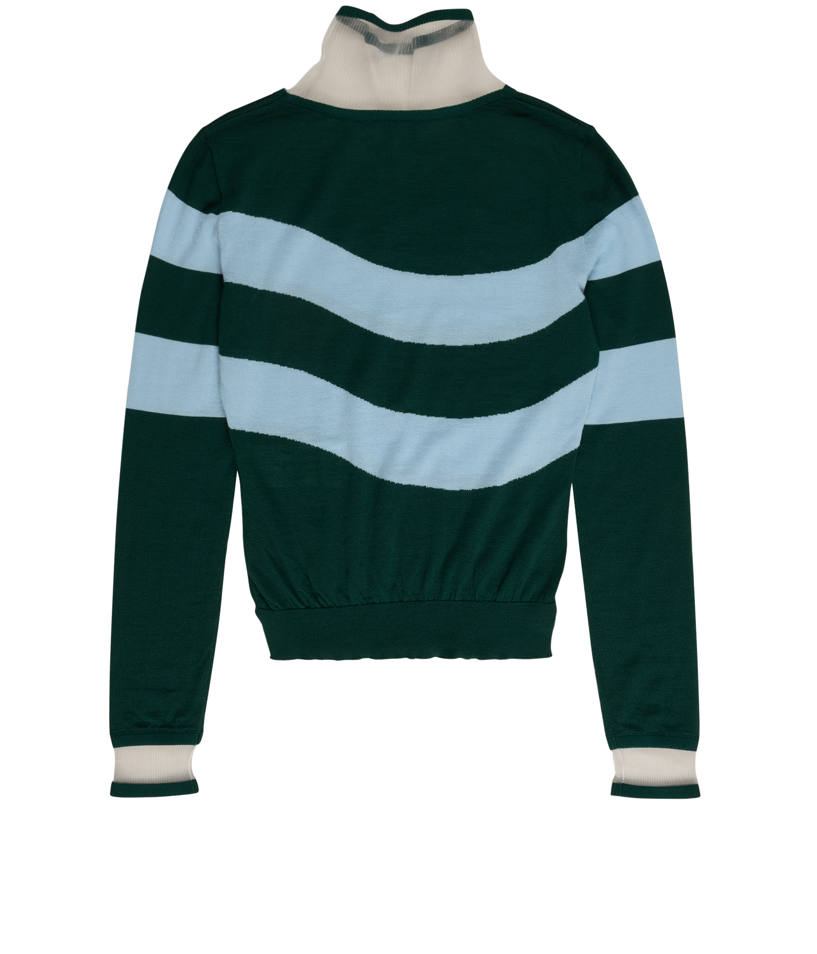 Fendi Mesh High-Neck Striped Top, &pound;150, Clothing, Blue/Grey, Cashmere, Back view