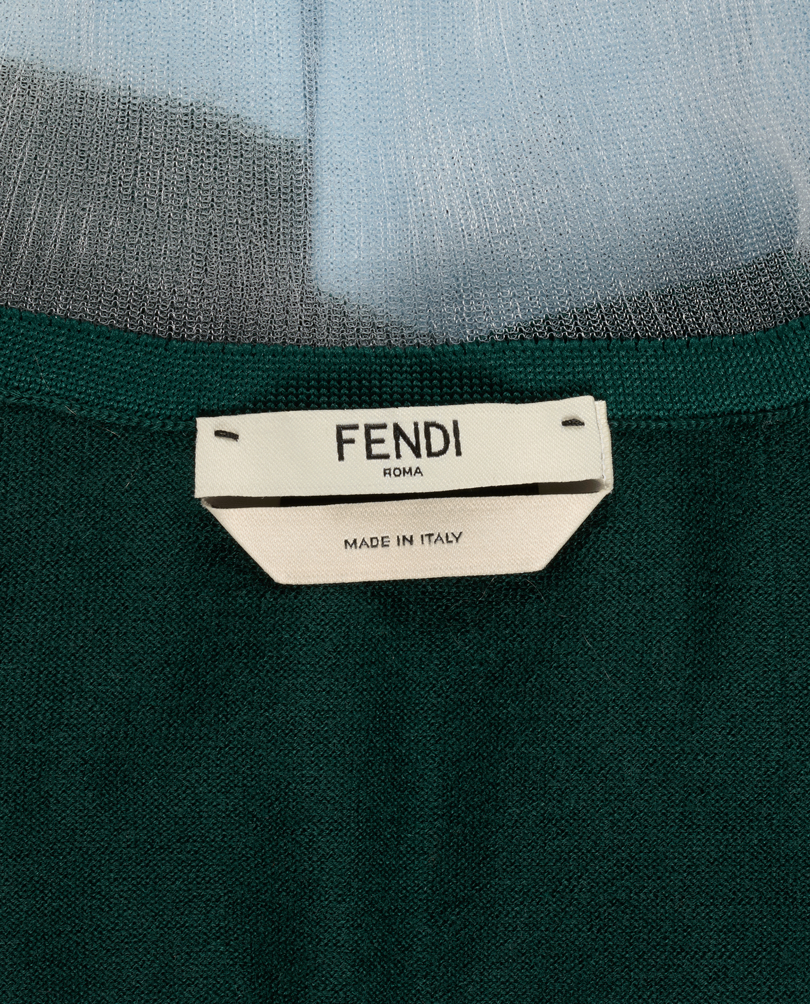 Fendi Mesh High-Neck Striped Top, &pound;150, Clothing, Blue/Grey, Cashmere, Other view