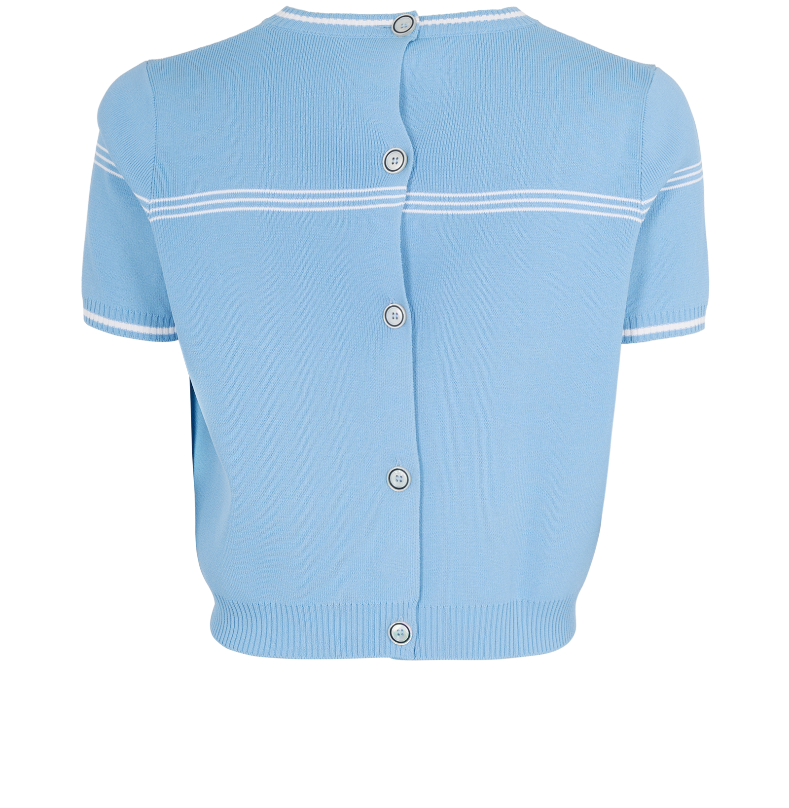 Miu Miu Knitted Cropped Top, &pound;380, Clothing, Blue, Viscose, Back view