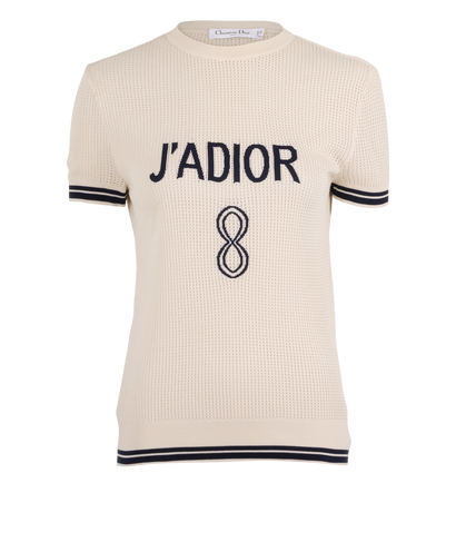Christian Dior J'Adior 8 Knit Short-Sleeve Top, &pound;350, Clothing, Cream, Cotton/Silk, Front view
