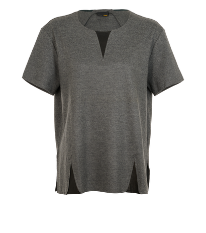 Fendi Tweed Contrast Sleeveless Top, &pound;90, Clothing, Black/Grey, Wool, Front view