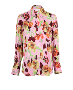 Victoria Beckham Floral Shirt, Viscose, Pink, UK 6, 3*