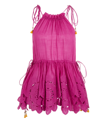 Zimmermann Teddy Scallop Tie Top, &pound;110, Clothing, Pink, Cotton/Linen, Front view