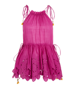 Zimmermann Teddy Scallop Tie Top, Ramie, Pink, UK 6, 3*