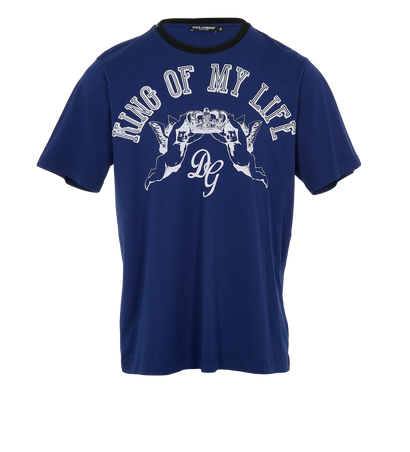 Dolce & Gabbana King Of My Life T-Shirt, &pound;150, Clothing, Blue, Cotton, Front view
