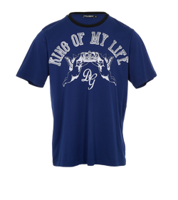 Dolce & Gabbana King Of My Life T-Shirt,Mens,Cotton,Blue, Sz L, 3*