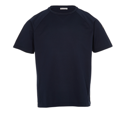 Moncler Logo Patch T-Shirt, &pound;110, Clothing, Navy, Cotton, Front view