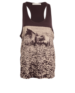 Stella McCartney Horse Print Tank Top, Cotton, Marron, UK 8, 3*