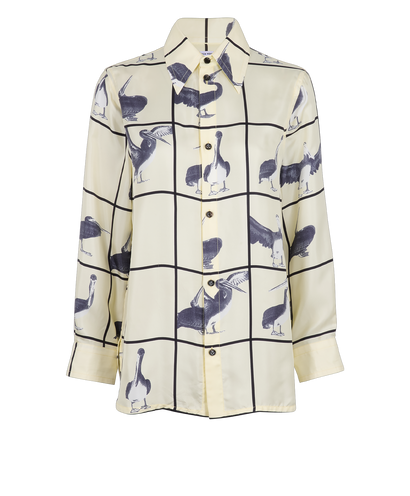 Bottega Veneta Pelican Print Shirt, &pound;220, Clothing, Cream, Silk, Front view