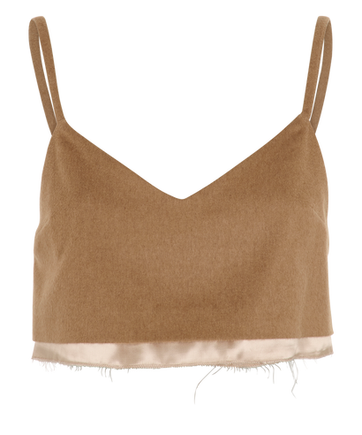 Miu Miu Raw Edge Crop Top, &pound;320, Clothing, Beige, Viscose, Front view