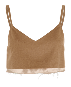 Miu Miu Raw Edge Crop Top, Camel, Beige, UK4, 3*
