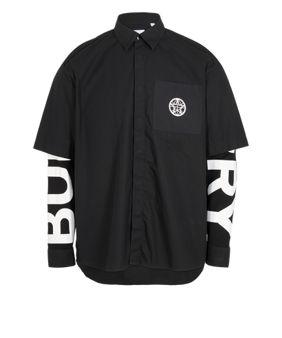 Burberry Logo Shirt, &pound;120, Clothing, Black, Cotton, Front view
