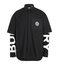 Burberry Logo Shirt, Mens Cotton, Black, Sz M, 1*