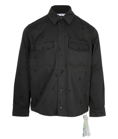 Off - White Allover Logo Shirt, &pound;150, Clothing, Black, Cotton, Front view