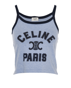 Celine Paris Tromphe Tank Top, Cotton, Blue, Sz XS, 2*