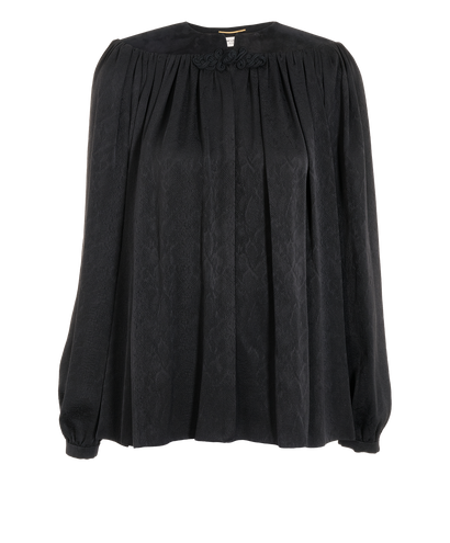 Saint Laurent Braided Button Blouse, &pound;350, Clothing, Black, Silk, Front view