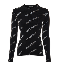 Balenciaga Logo Knit Sweater, Polyamide, Black, Sz M, 2*