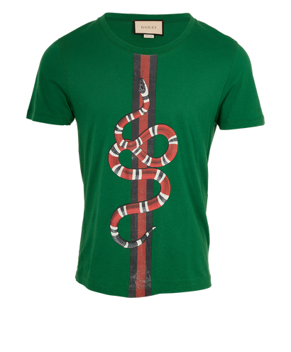 Gucci Snake Print T-Shirt, &pound;140, Clothing, Green, Cotton, Front view