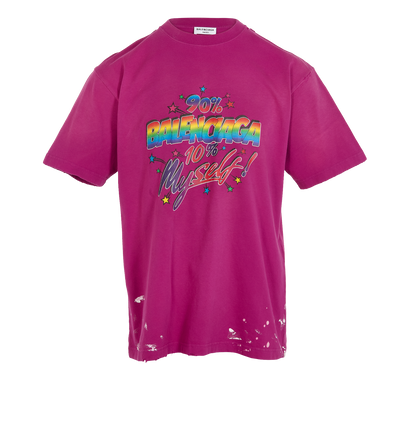 Balenciaga Distressed Graphic T-Shirt, &pound;190, Clothing, Purple, Cotton, Front view