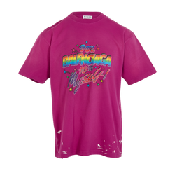 Balenciaga Distressed Graphic T-Shirt, Cotton, Purple, Sz XS, 3*