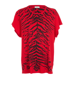 Saint Laurent Animal Print T-Shirt, Cotton, Red, Sz L, 3*