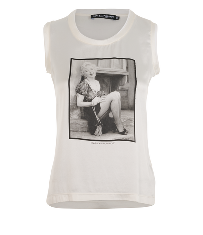 Dolce & Gabbana Marylin Monroe Print Top, &pound;120, Clothing, Cream, Silk, Front view
