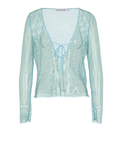 Self-Portrait Hotfix Fishnet Top,  Poly, Green, UK10, 3*