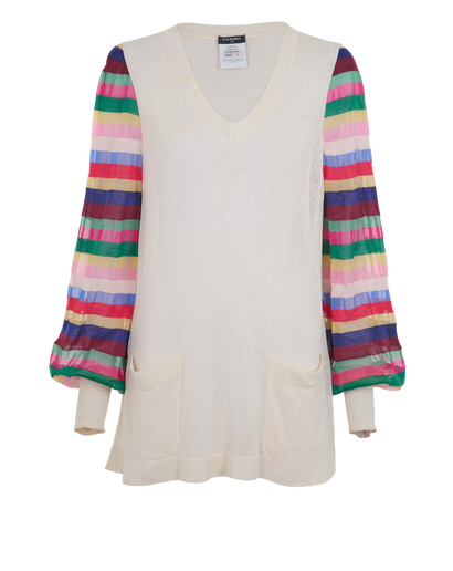 Chanel Sheer Knit Top, &pound;390, Clothing, Cream, Silk, Front view
