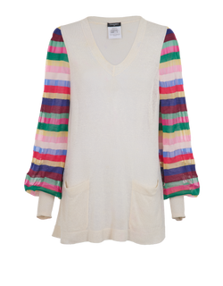 Chanel Sheer Knit Top, Silk, Cream/Multi, UK16, 2*
