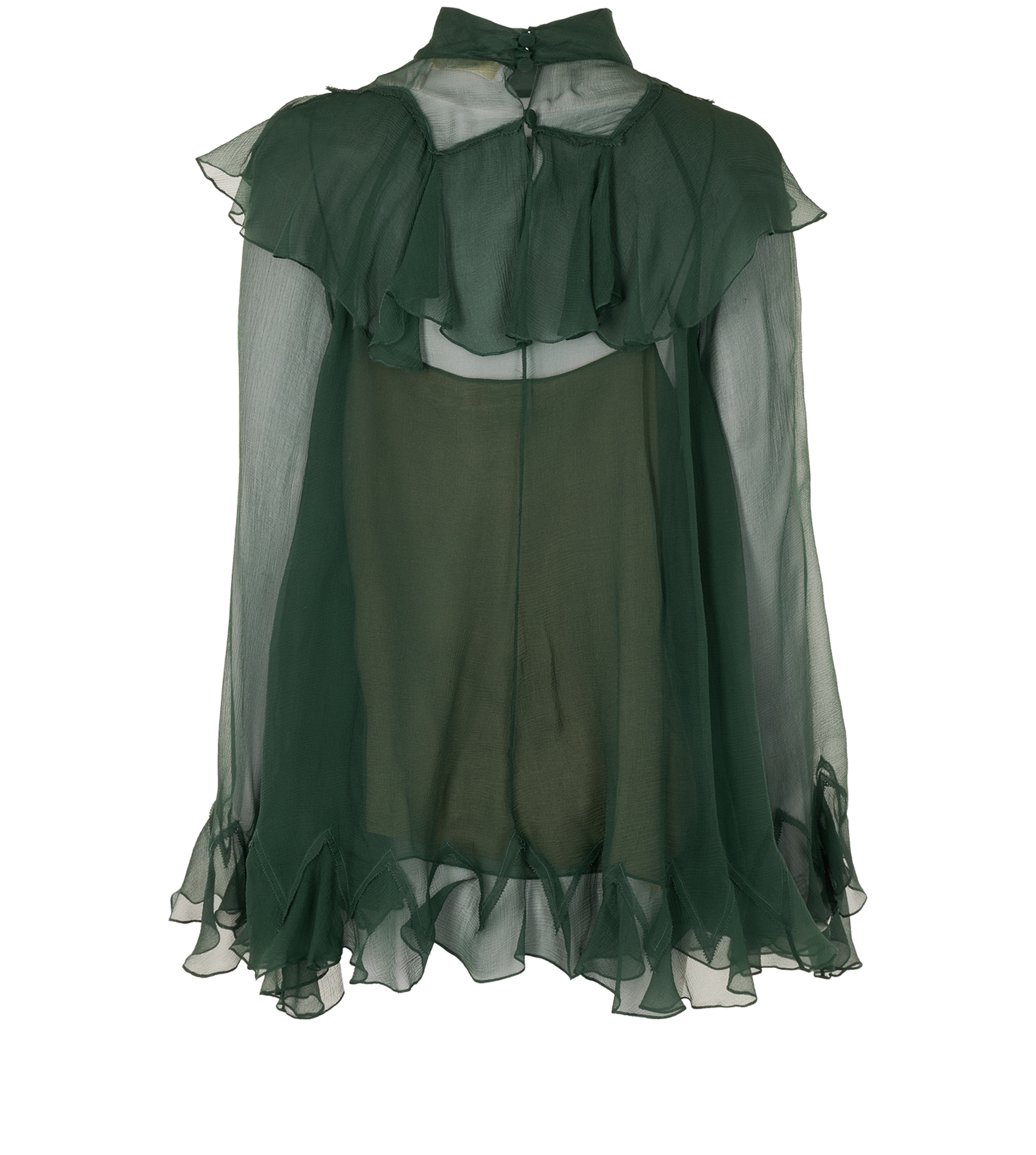 Chloe Ruffles Blouse, &pound;210, Clothing, Green, Silk, Back view