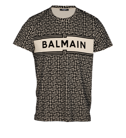 Balmain Classic Fit Flock T-Shirt, &pound;120, Clothing, Black/White, Cotton, Front view
