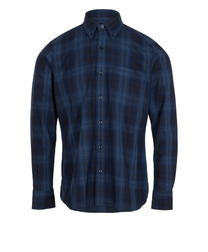 Tom Ford Plaid Button Down Shirt, &pound;150, Clothing, Blue, Cotton, Front view