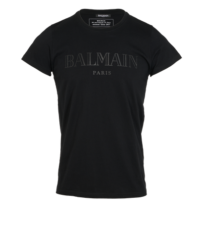 Balmain Logo T-shirt, &pound;110, Clothing, Black, Cotton, Front view