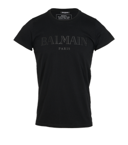 Balmain Logo T-shirt, Mens, Cotton, Black, Sz S, 2*