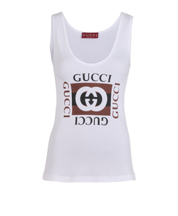 Gucci Interlocking G Tank Top, Cotton, White, UK8, 3*