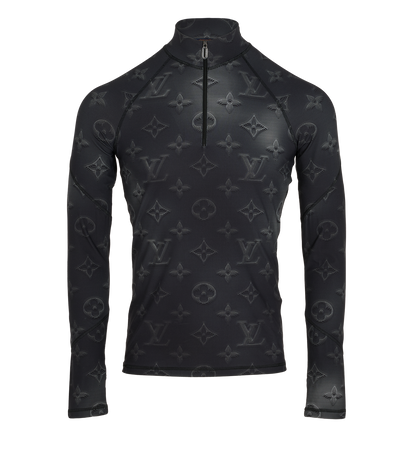 Louis Vuitton Half Zip Technical Top, &pound;450, Clothing, Black, Polyester Mix, Front view