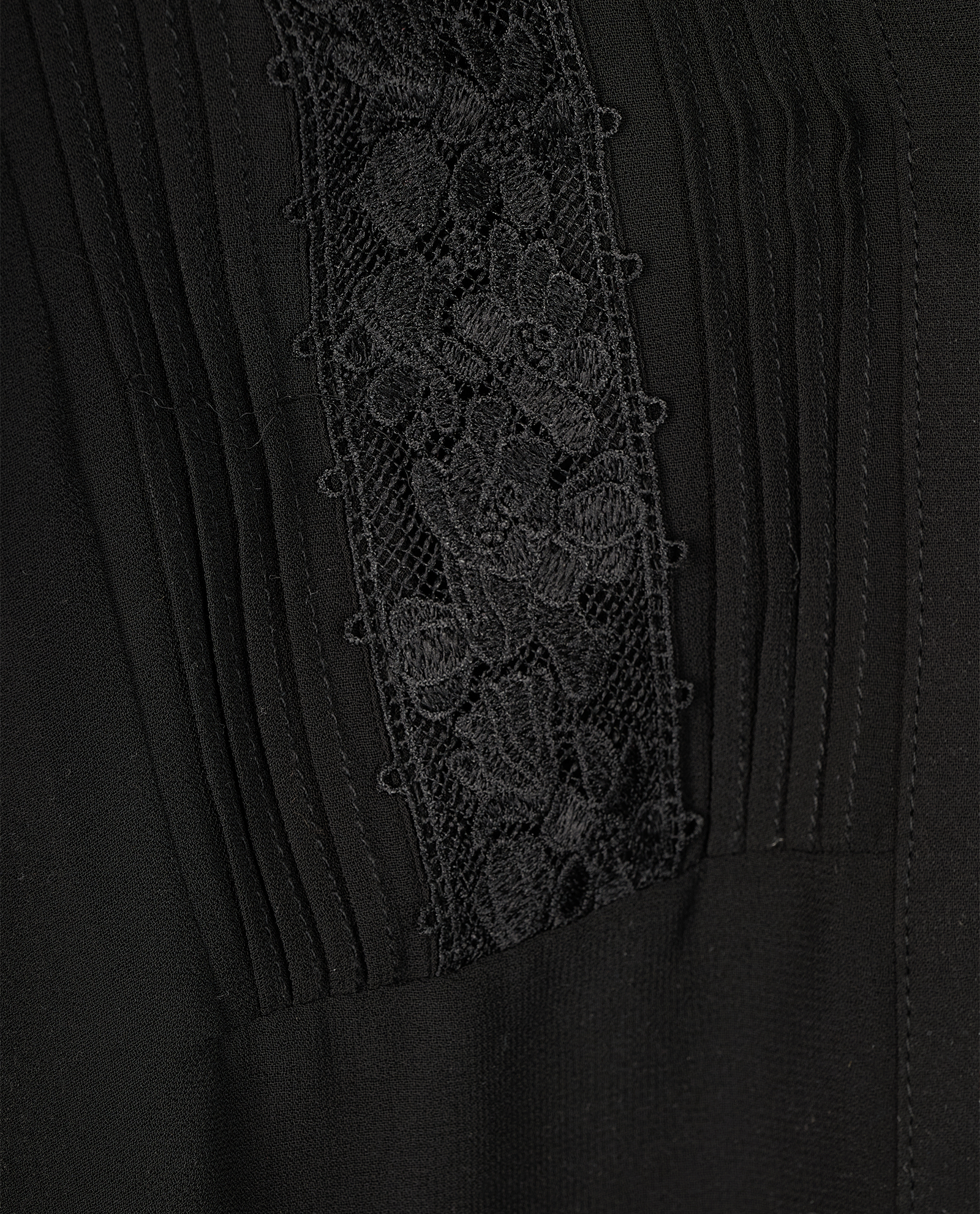 Self-Portrait Lace Pleated Blouse, &pound;120, Clothing, Black, Polyester Mix, Other view
