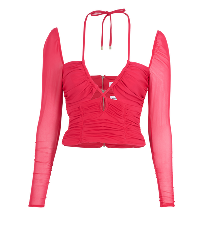 Self-Portrait Jersey Cut Out Top, &pound;60, Clothing, Pink, Polyester (Polymer), Front view