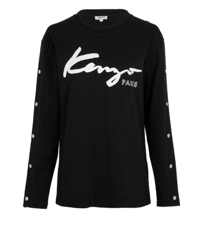 Kenzo Snap-Button Details Top, &pound;50, Clothing, Black, Cotton, Front view
