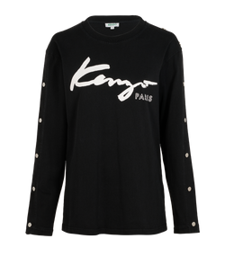 Kenzo Snap-Button Details Top, Cotton, Black, Sz XS, 2*