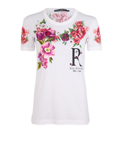 Dolce & Gabbana Rose T-Shirt, Cotton, White, UK 4, 3*