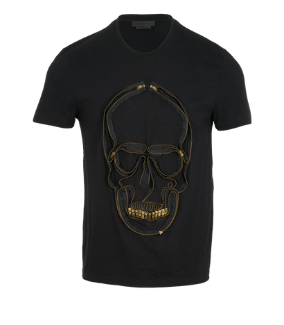 Alexander McQueen Zip-Detail Skull T-Shirt, &pound;170, Clothing, Black, Cotton, Front view